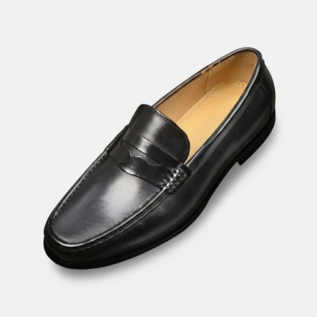 Dorevelle | Men’s Leather Penny Loafers – Almond Toe Slip-On