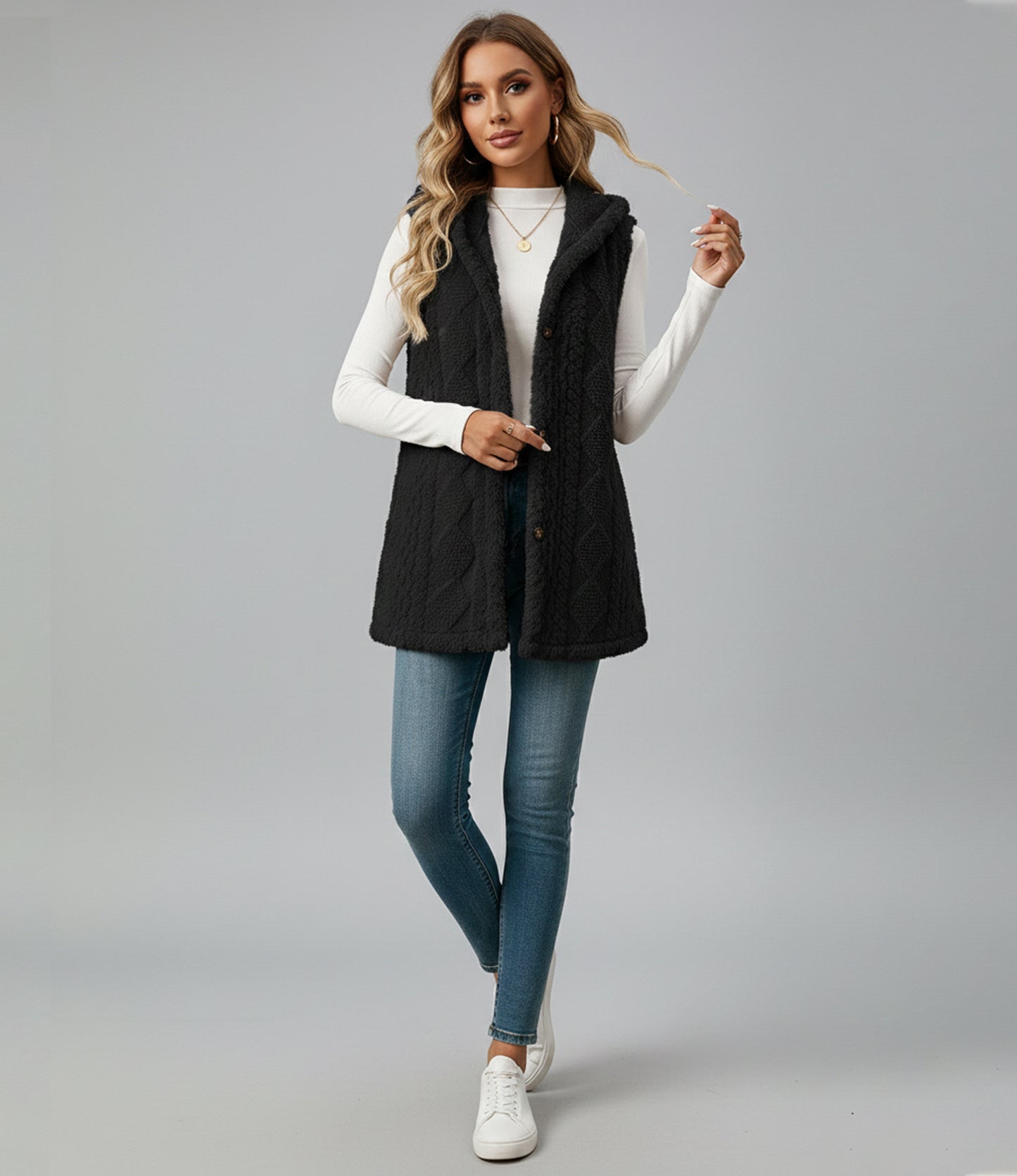 Dorevelle | Women’s Hooded Vest Coat – Elegant All-Season Layering