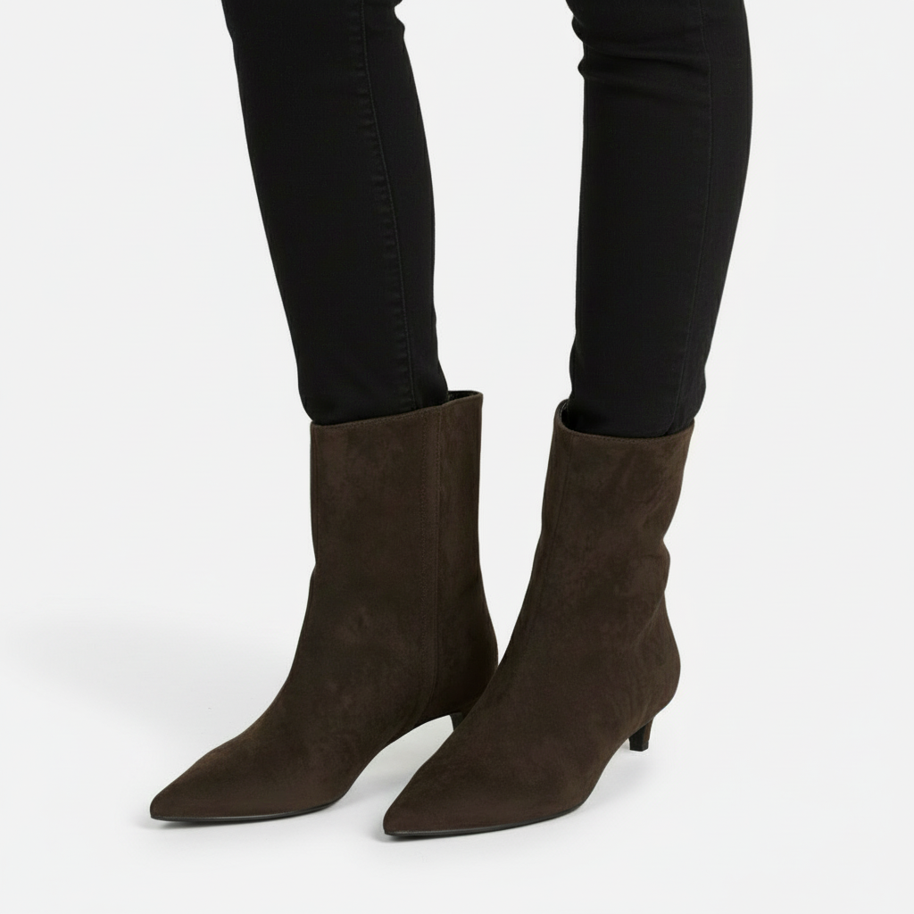 Dorevelle | Women’s Pointed-Toe Suede Ankle Boots – Chic Low Heel Style
