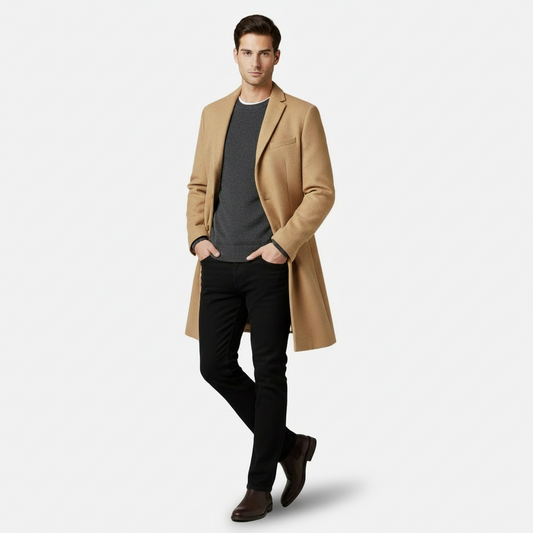 Dorevelle | Men’s Wool-Blend Overcoat – Classic Button Front