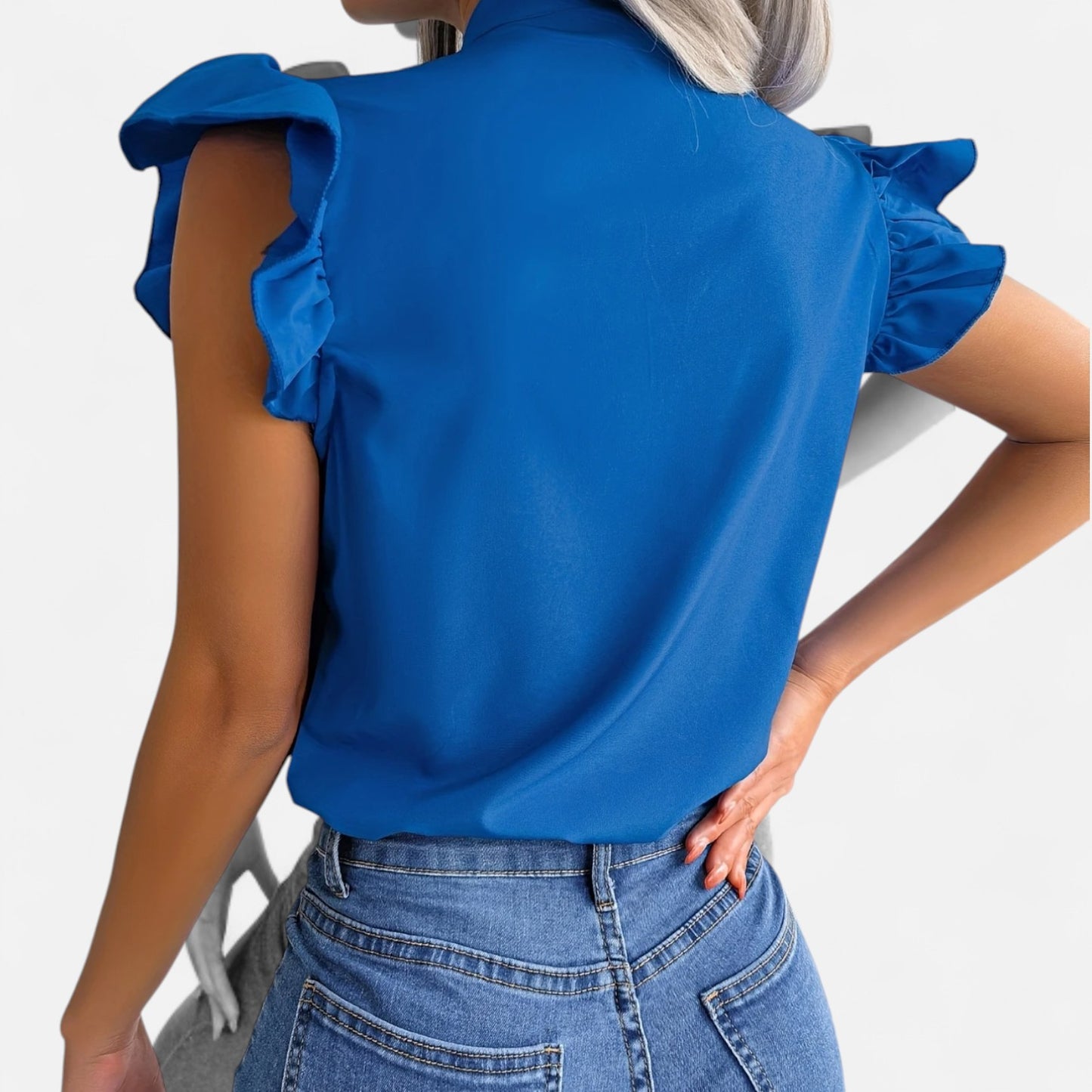 Dorevelle | Women’s Chiffon Blouse – Bow-Tie Sleeveless Style