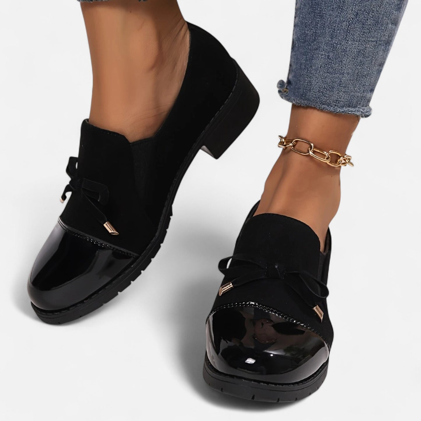 Dorevelle | Women’s Retro Bow‑knot Chunky‑Heel Loafers