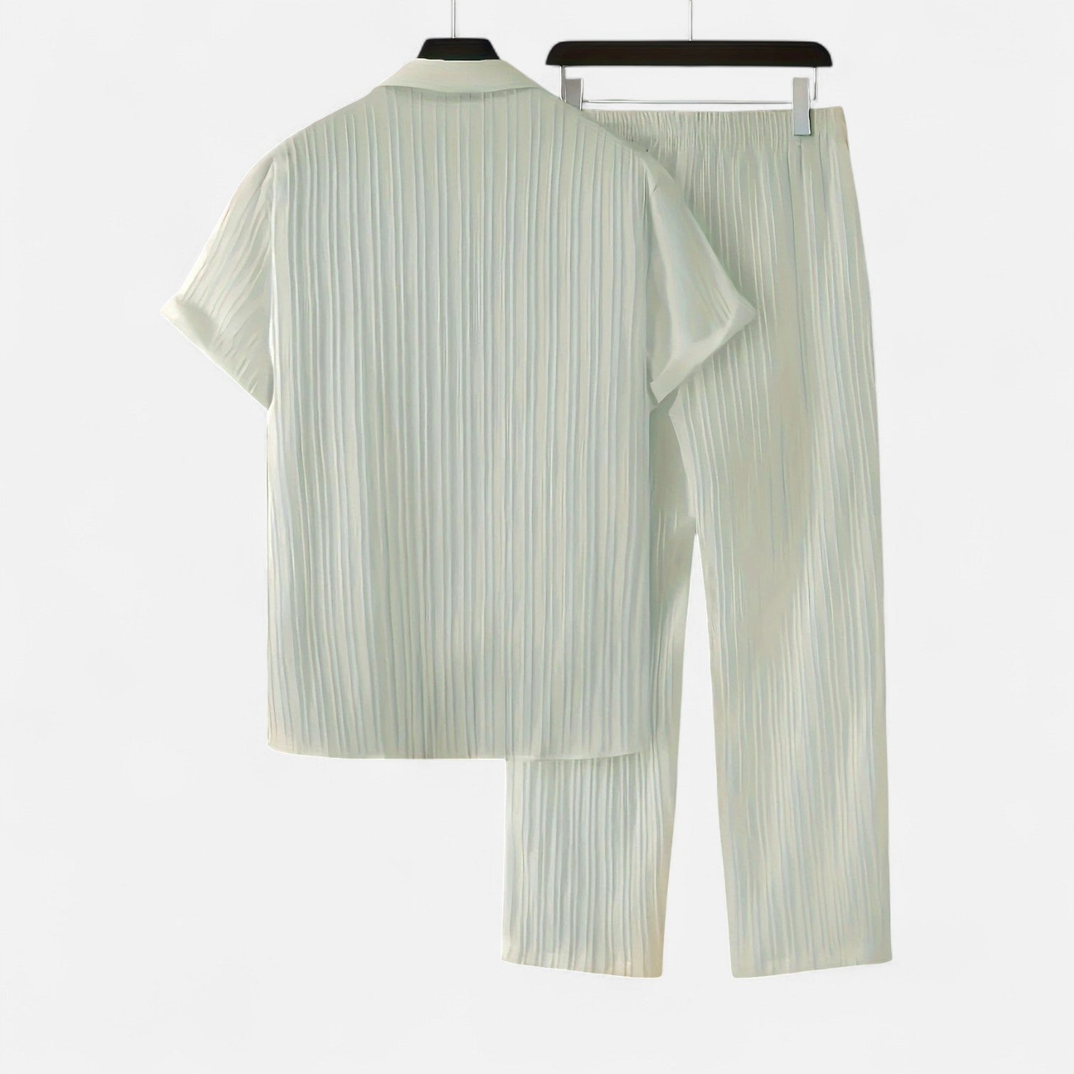 Men’s Lightweight Linen Blend Summer Shirt and Drawstring Trousers Set