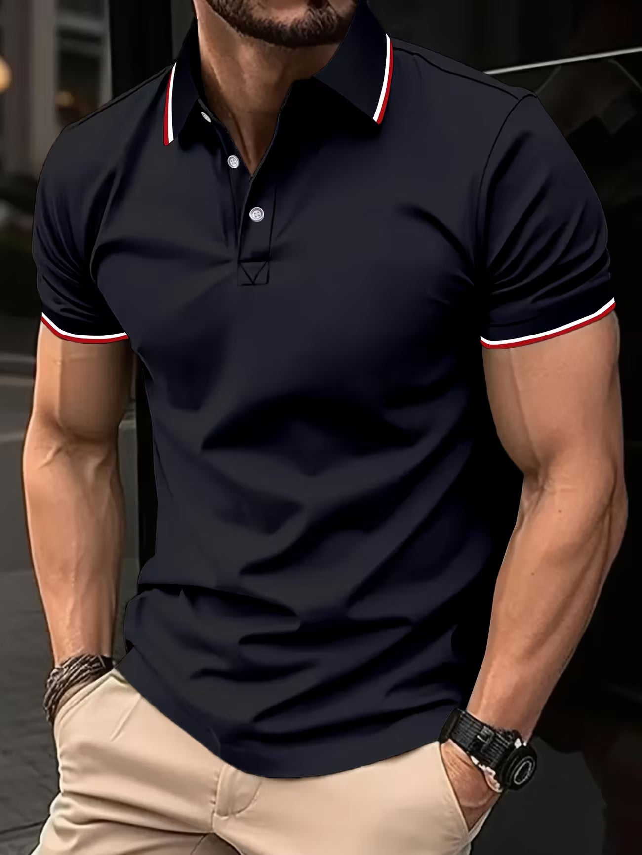 Men's Classic Button Collar Casual Shirt