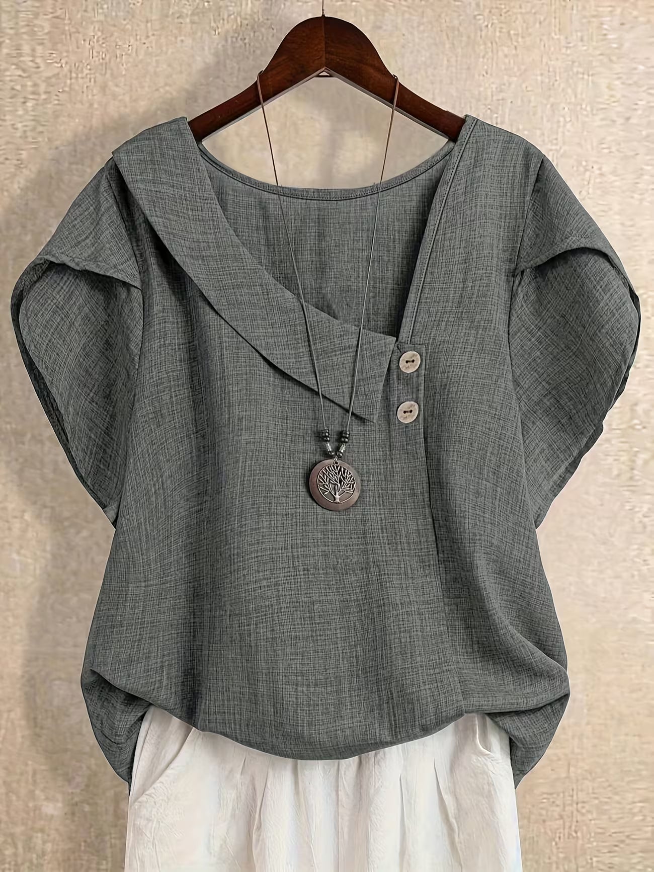 Women's Plus Size Relaxed Summer Button Shirt