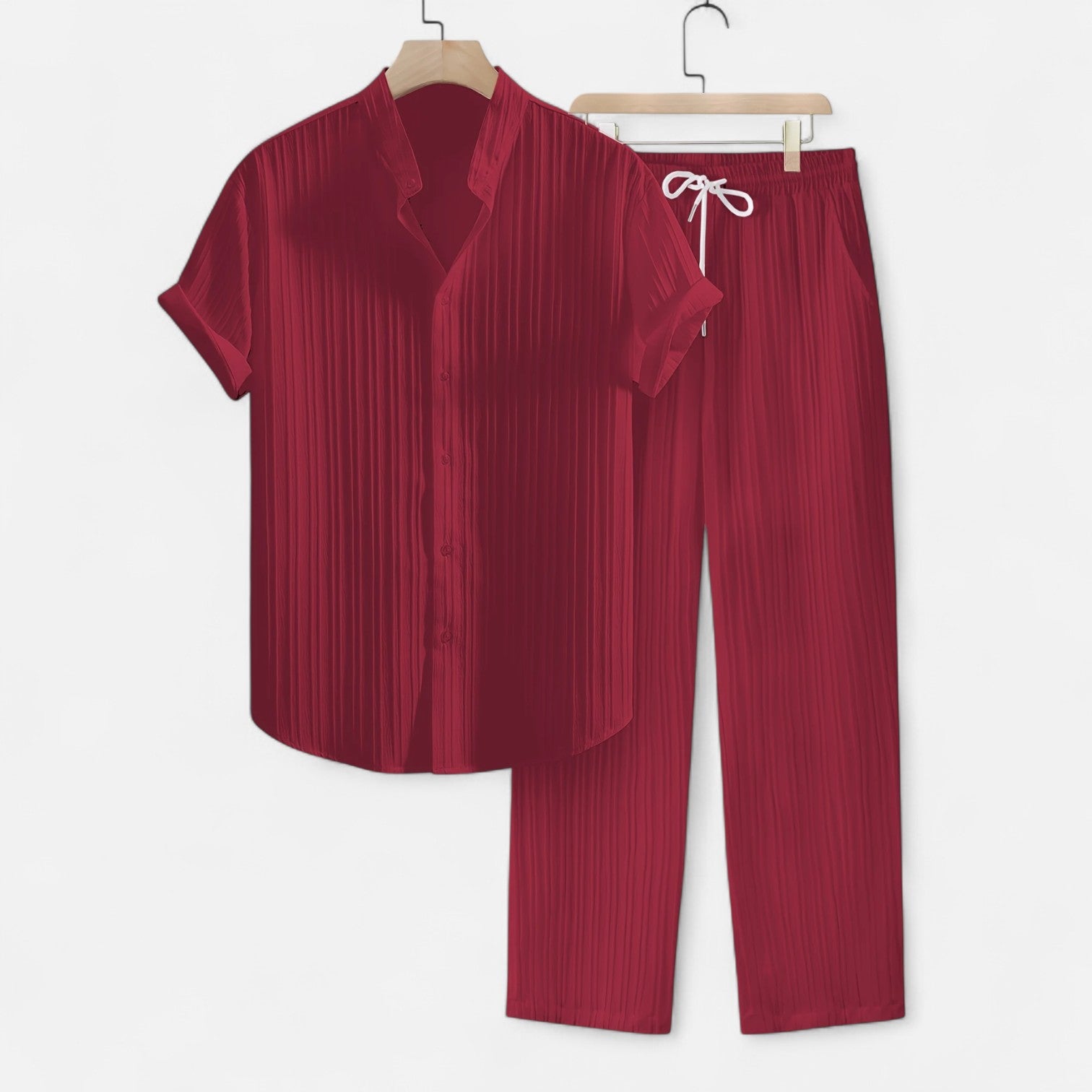 Men’s Lightweight Striped Summer Shirt and Trouser Set