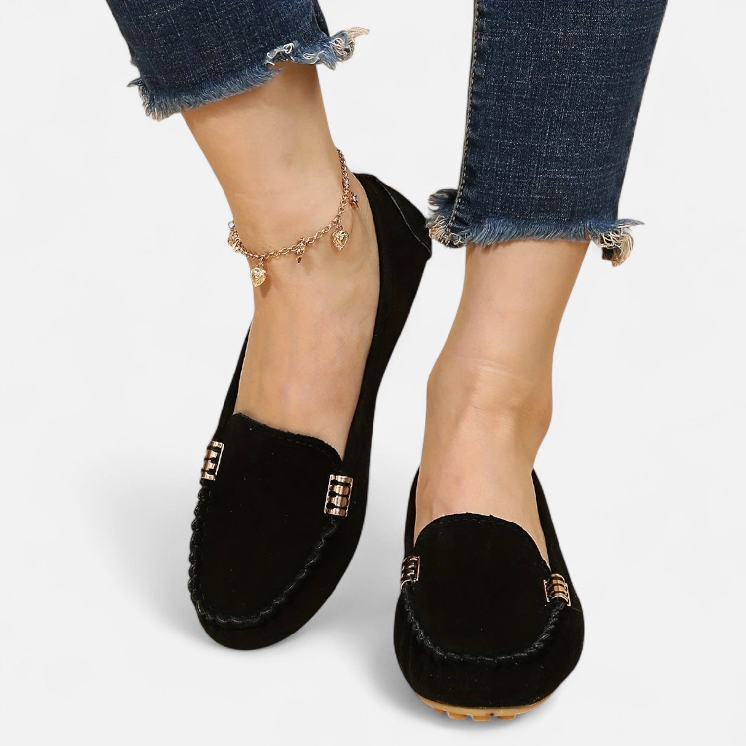 Women’s Slip-On Loafers with Round Toe and Cushioned Comfort