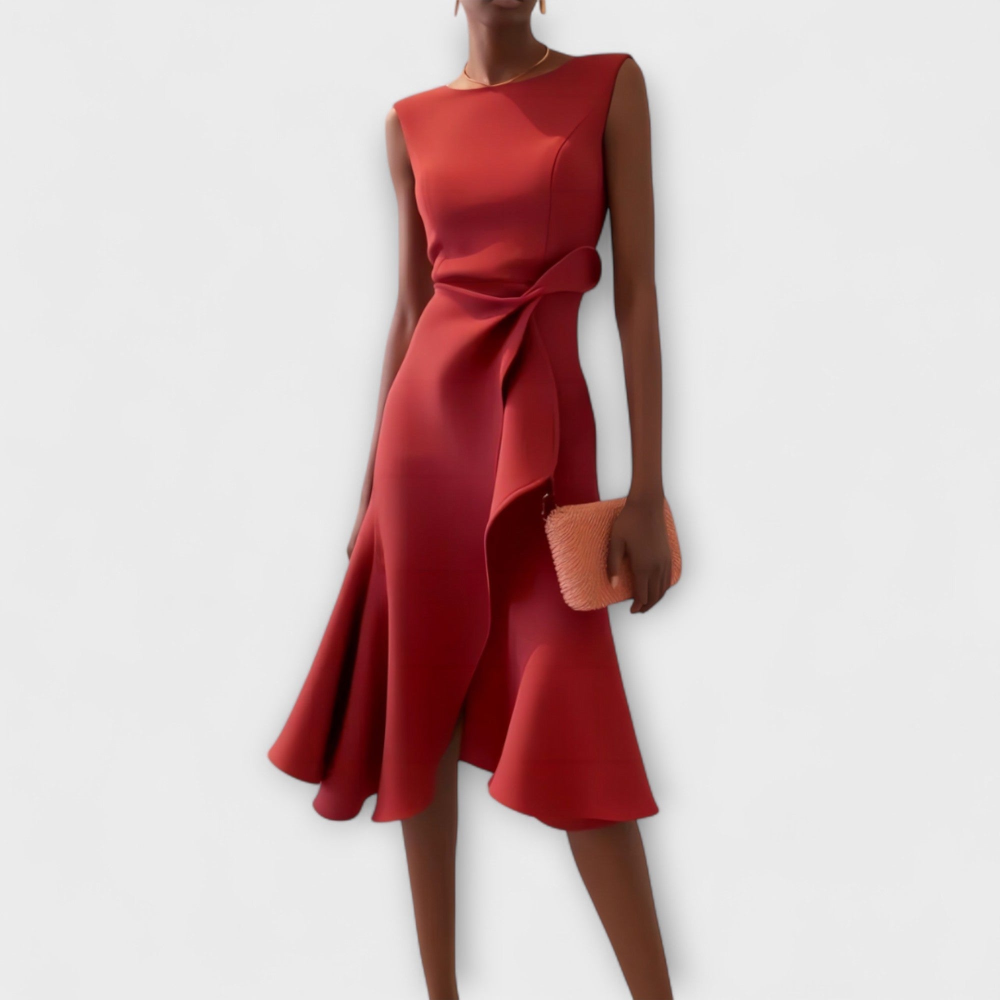 Women Green Asymmetric Sleeveless Midi Dress