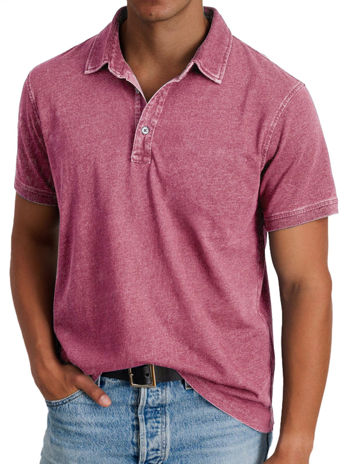 Men's Blue Denim Polo Shirt