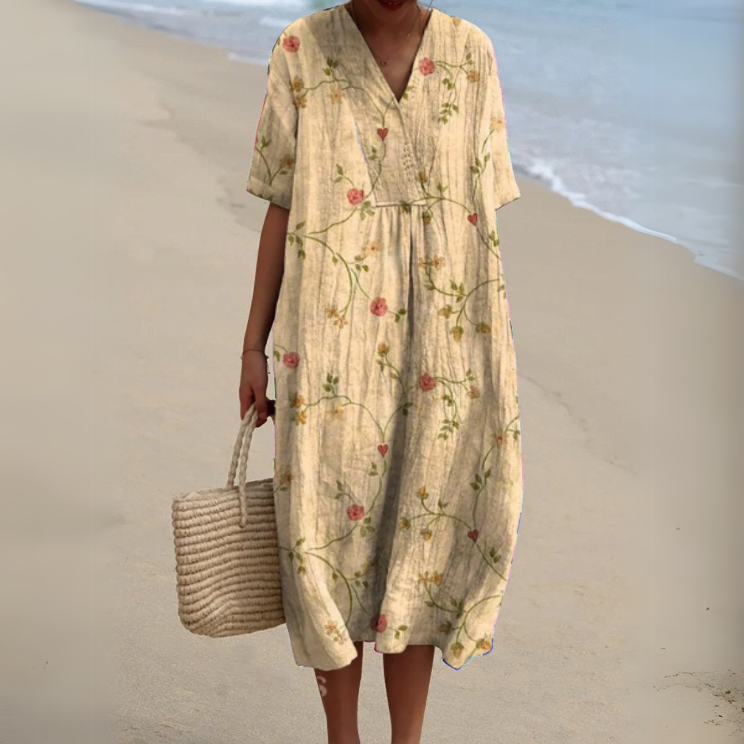 Women Multicolour Floral V-Neck Midi Dress