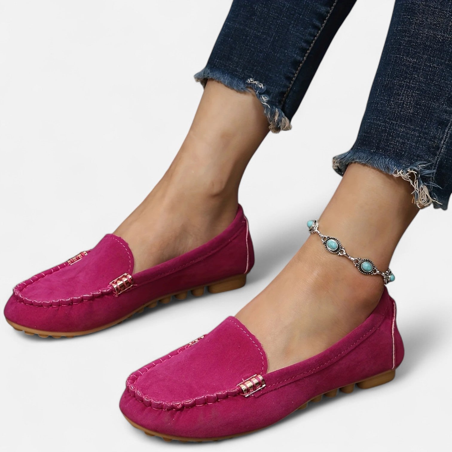 Women’s Slip-On Loafers with Round Toe and Cushioned Comfort