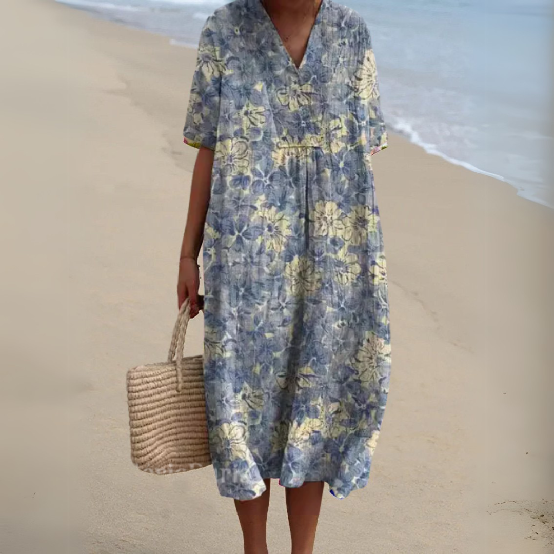 Women Multicolour Floral V-Neck Midi Dress