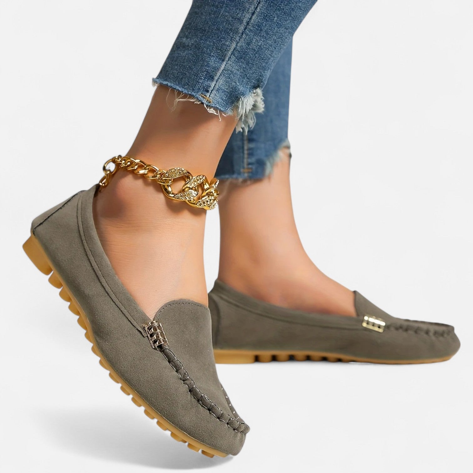 Women’s Slip-On Loafers with Round Toe and Cushioned Comfort
