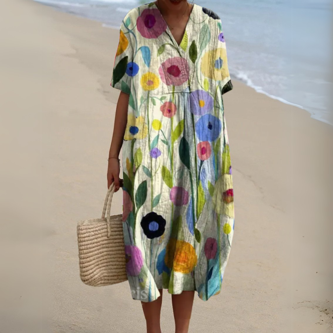 Women Multicolour Floral V-Neck Midi Dress