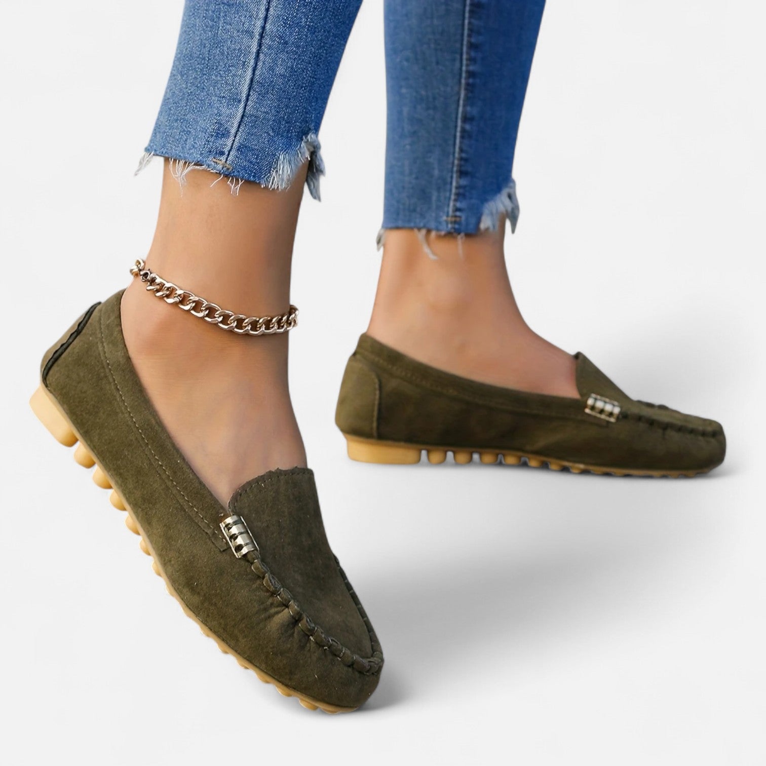 Women’s Slip-On Loafers with Round Toe and Cushioned Comfort
