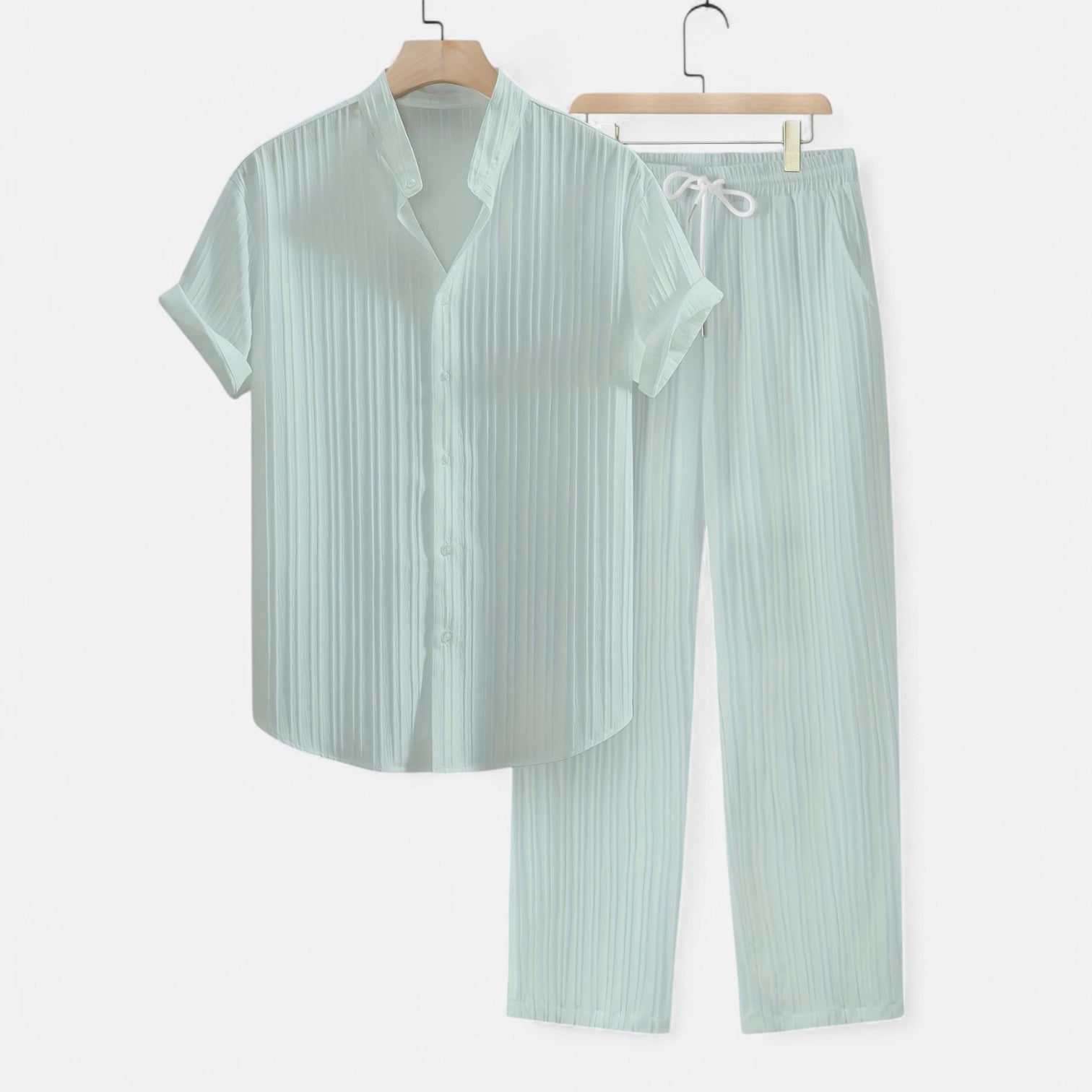 Men’s Lightweight Striped Summer Shirt and Trouser Set