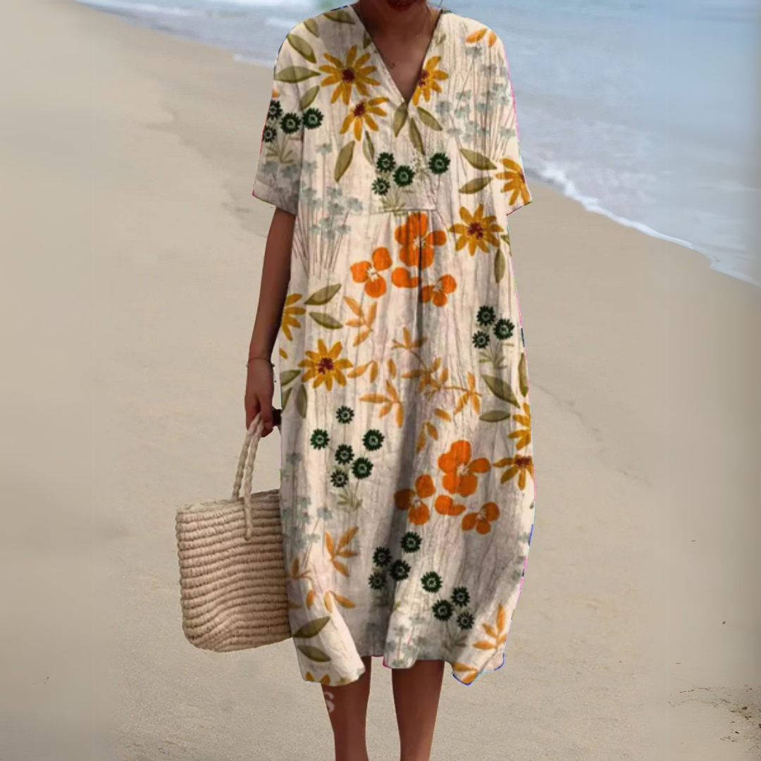 Women Multicolour Floral V-Neck Midi Dress