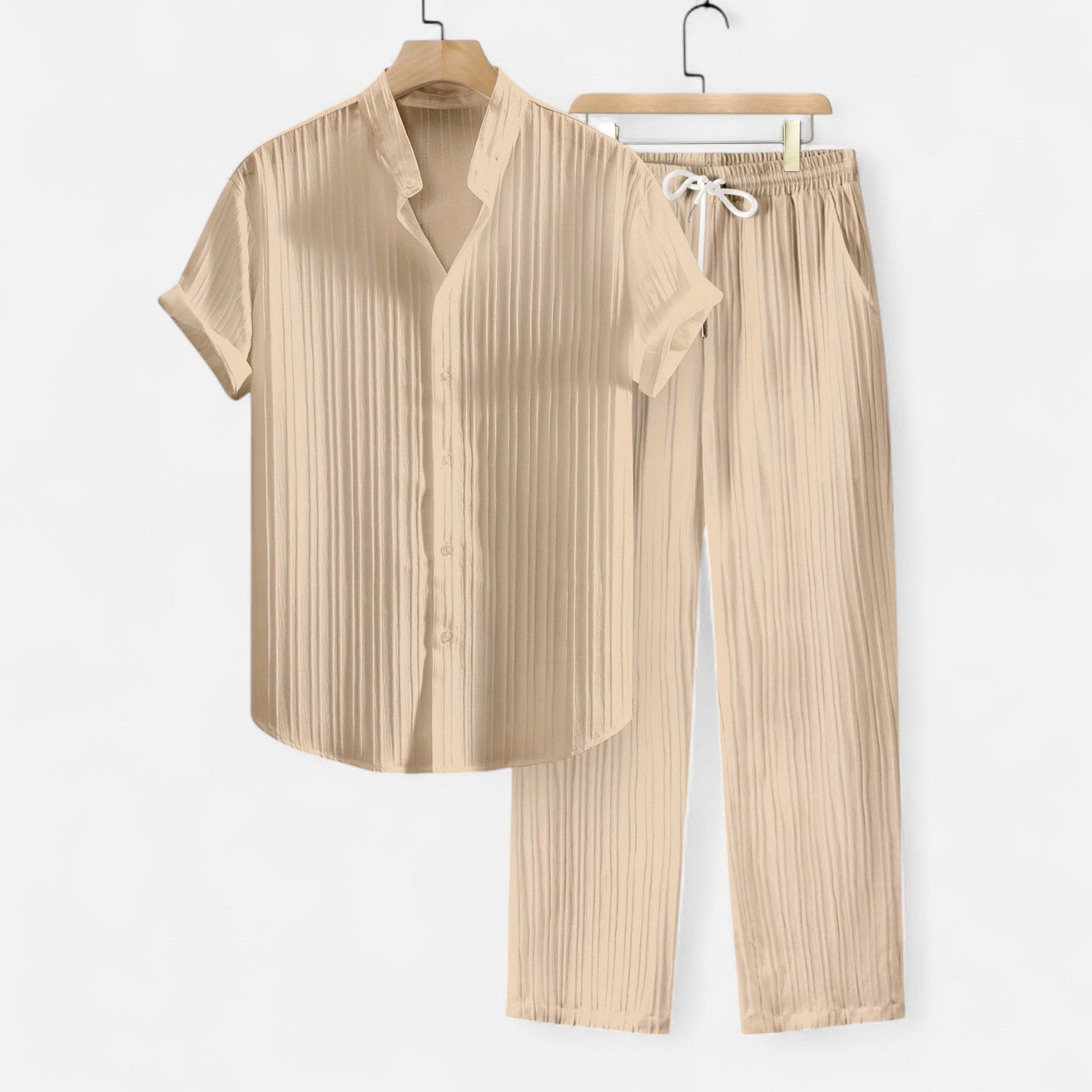 Men’s Lightweight Striped Summer Shirt and Trouser Set