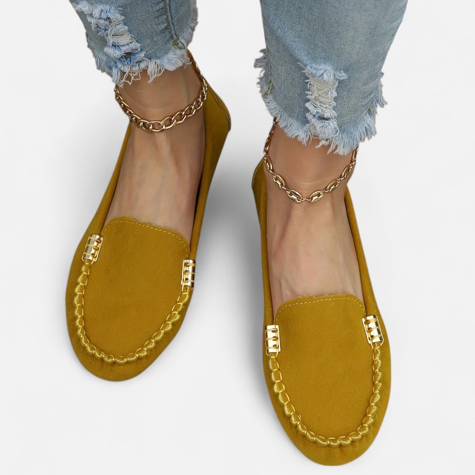 Women’s Slip-On Loafers with Round Toe and Cushioned Comfort