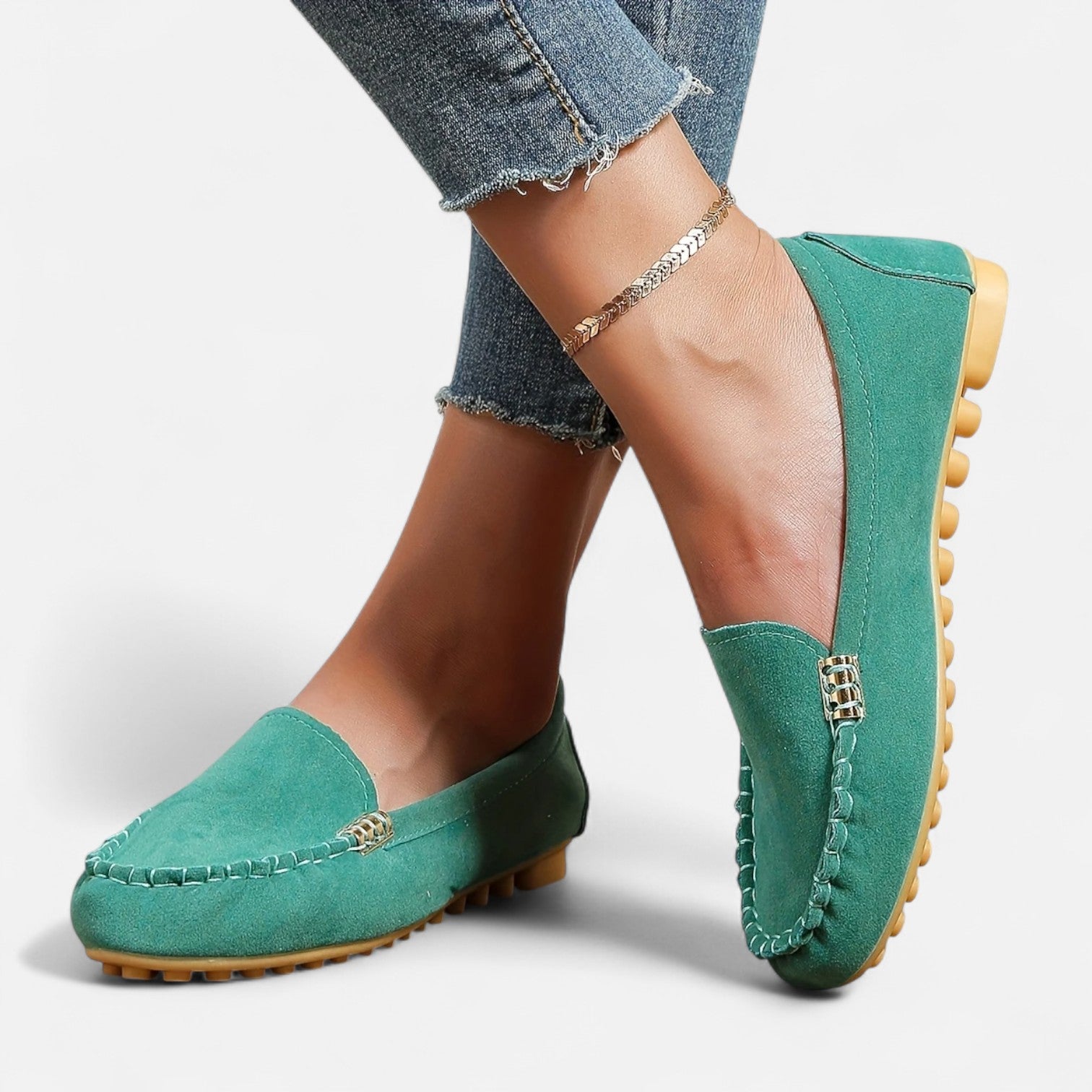 Women’s Slip-On Loafers with Round Toe and Cushioned Comfort