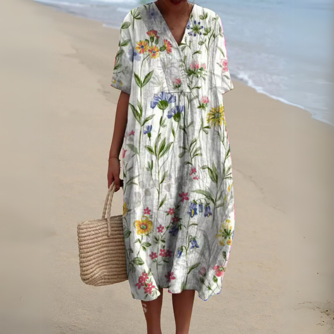 Women Multicolour Floral V-Neck Midi Dress