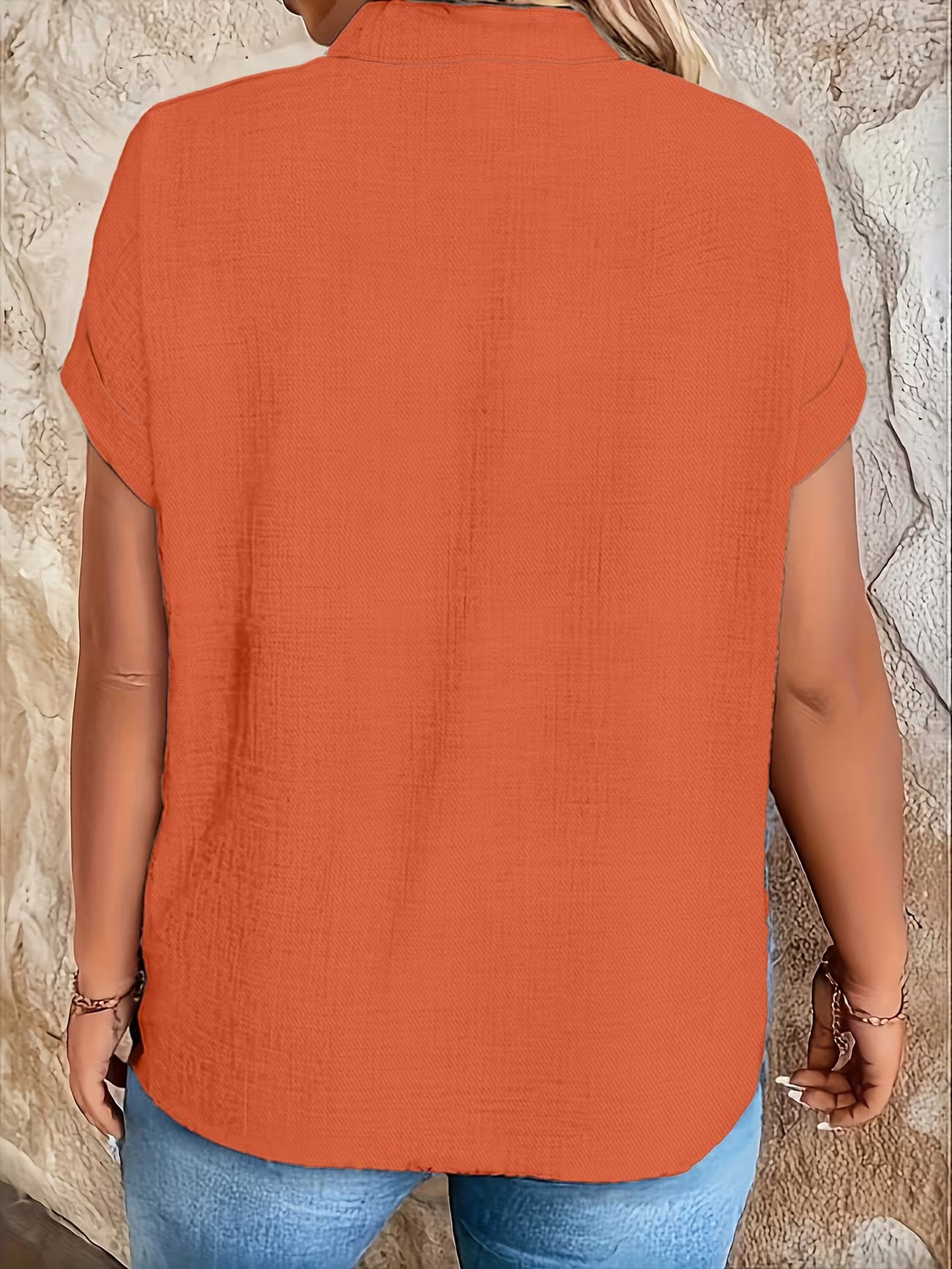 Elegant V Neck Stand Collar Women's Top Shirt