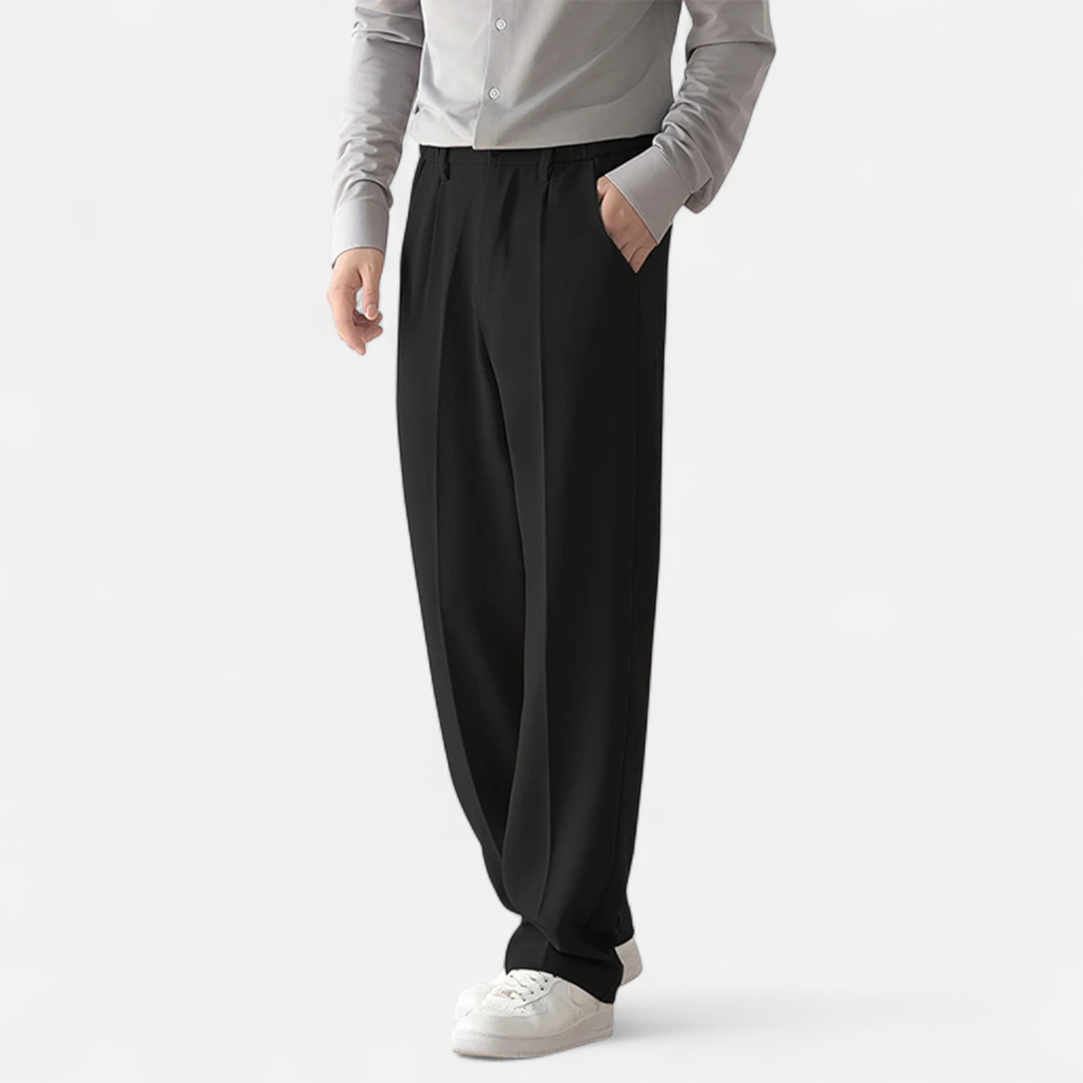 Men’s Wide-Leg Draped Trousers for Autumn Comfort and Style