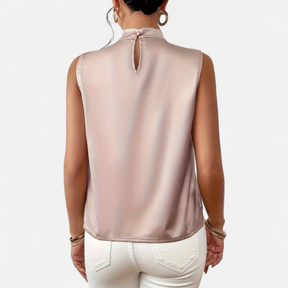 Dorevelle | Women’s Sleeveless Top – Asymmetric Satin Cut