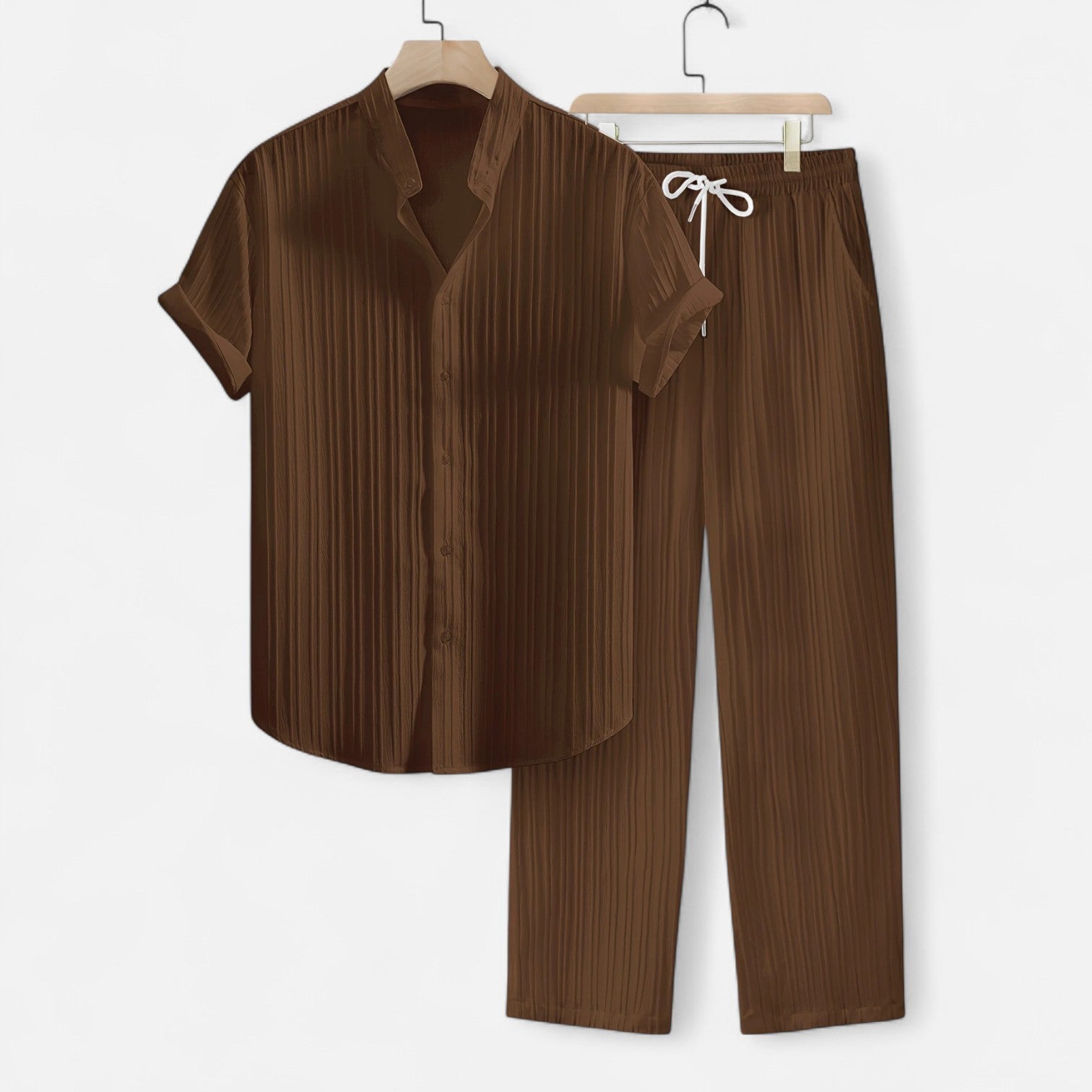 Men’s Lightweight Striped Summer Shirt and Trouser Set