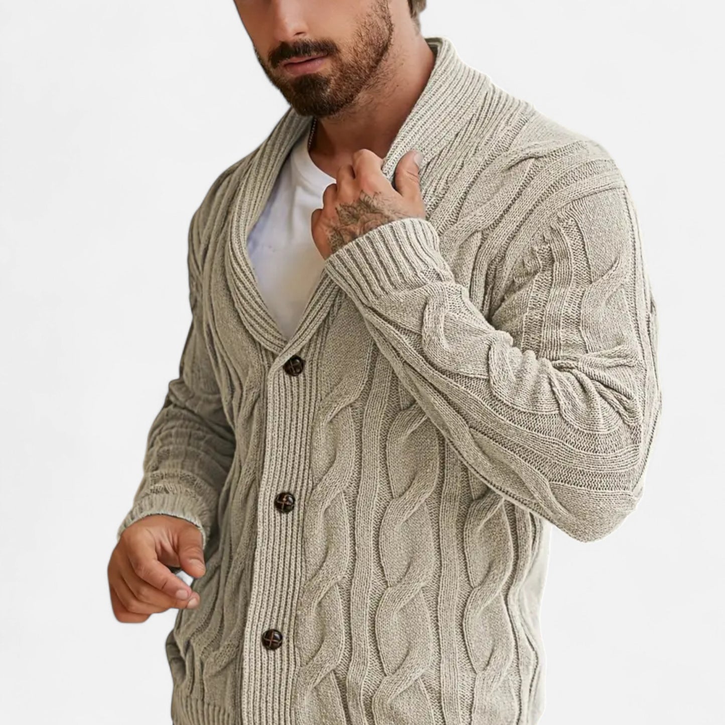 Dorevelle | Men’s Geometric Knit Cardigan Sweater