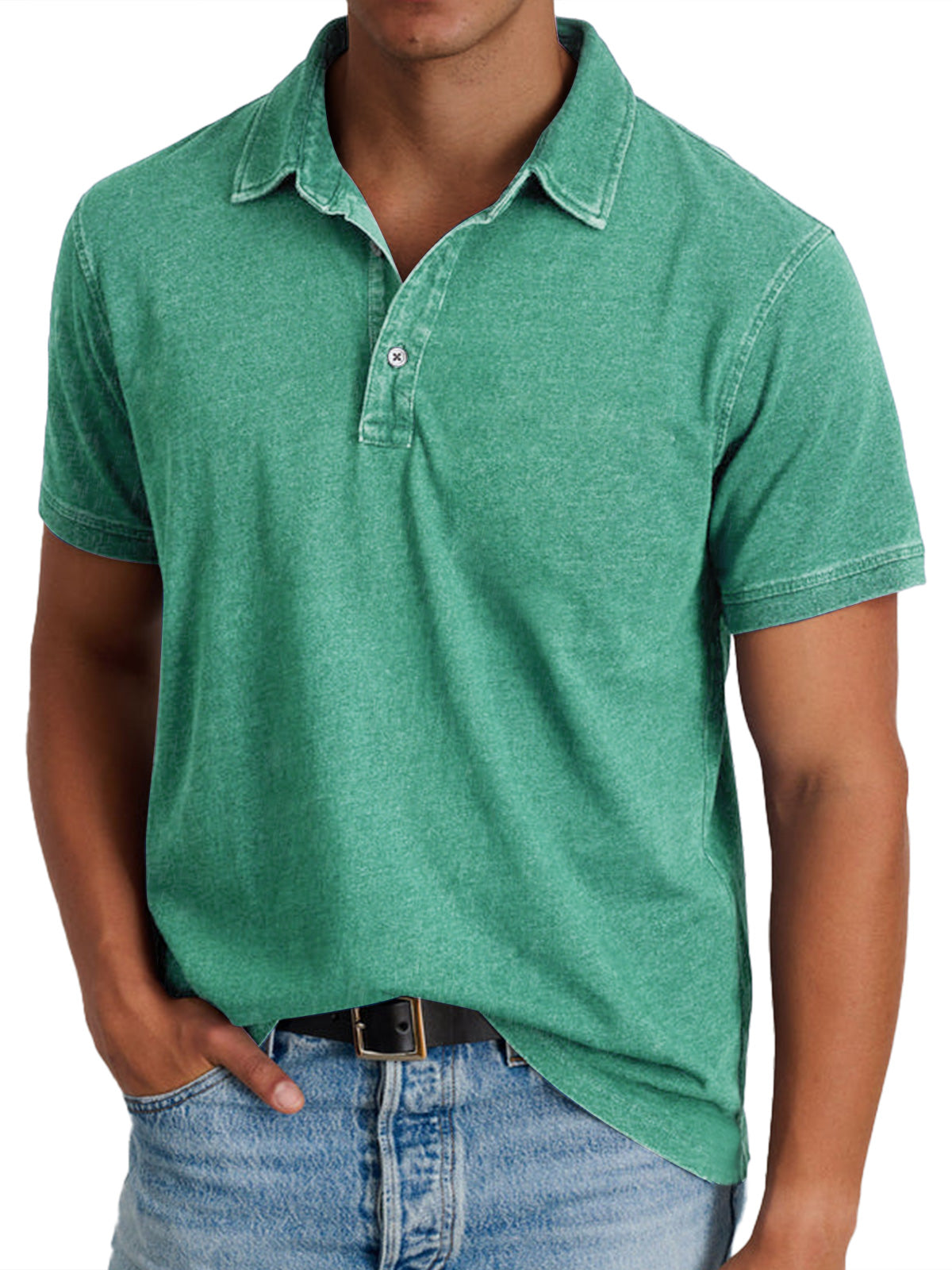 Men's Blue Denim Polo Shirt