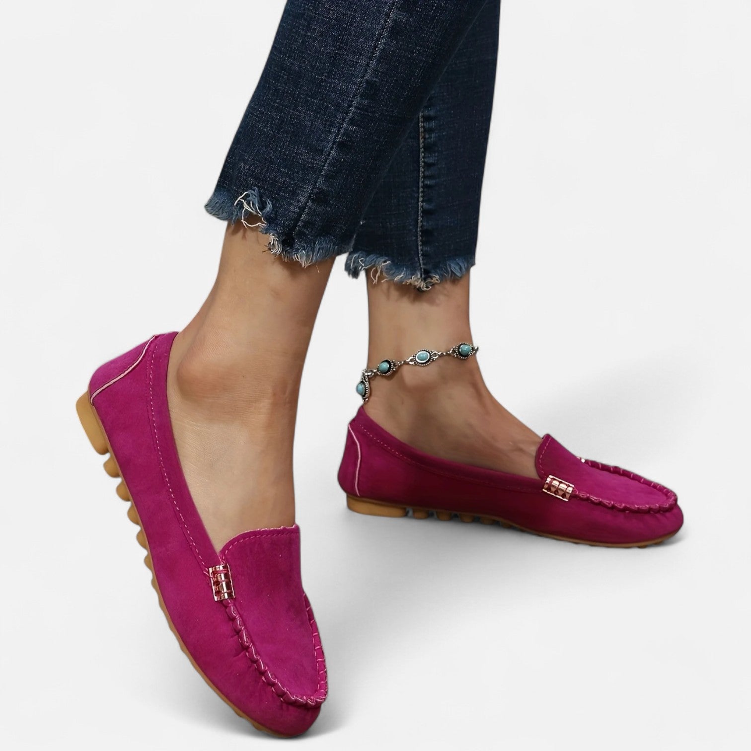 Women’s Slip-On Loafers with Round Toe and Cushioned Comfort