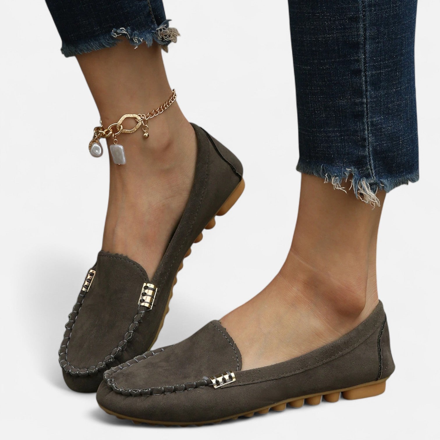 Women’s Slip-On Loafers with Round Toe and Cushioned Comfort