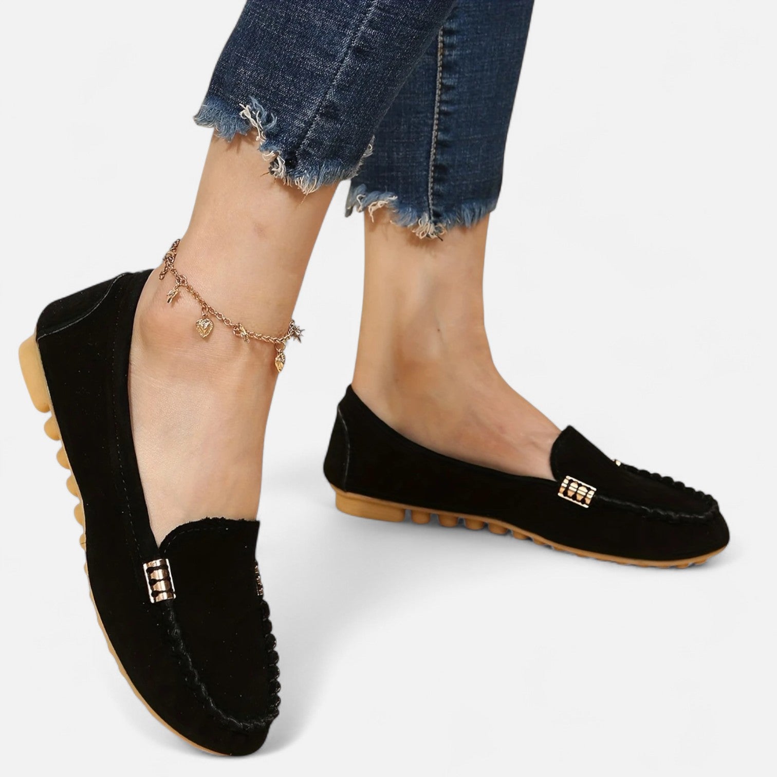 Women’s Slip-On Loafers with Round Toe and Cushioned Comfort
