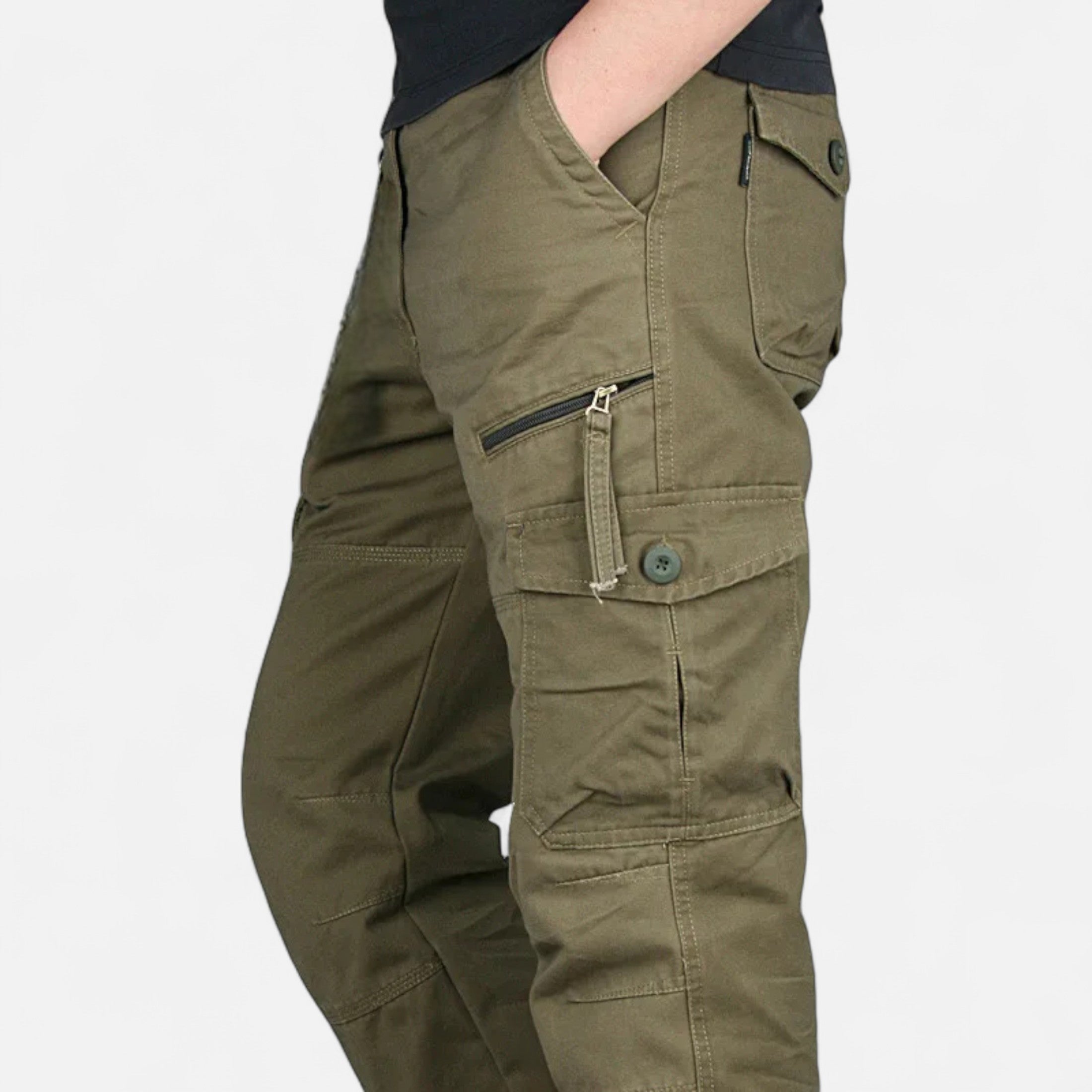 Men’s Military Inspired Cotton Cargo Trousers for Autumn