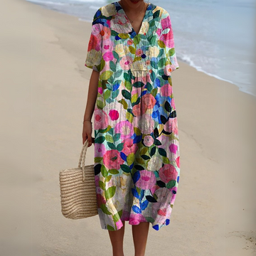 Women Multicolour Floral V-Neck Midi Dress