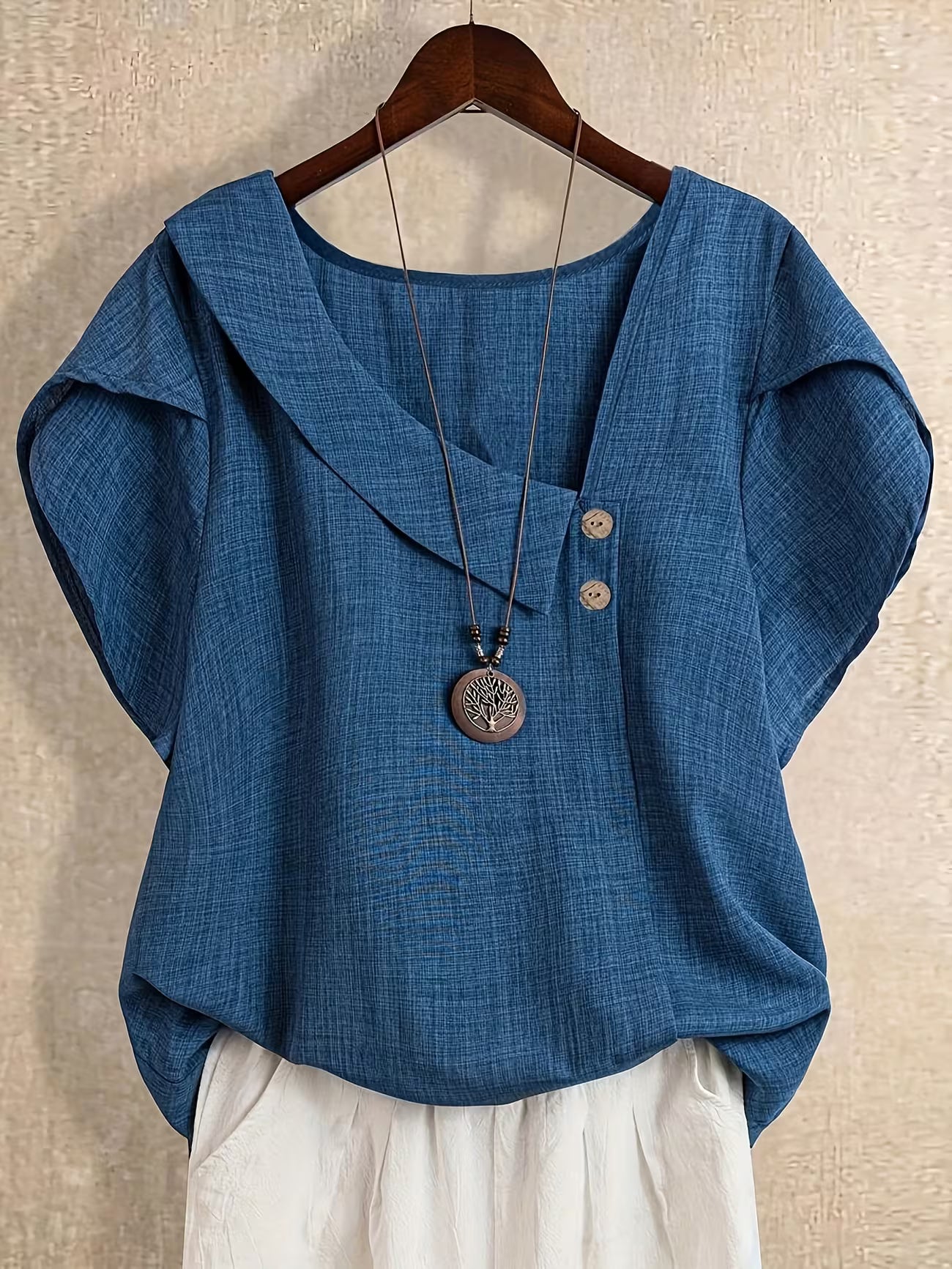 Women's Plus Size Relaxed Summer Button Shirt