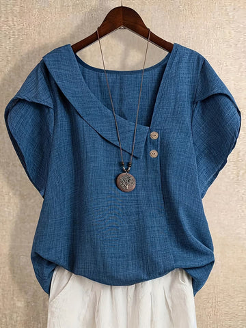 Women's Plus Size Relaxed Summer Button Shirt