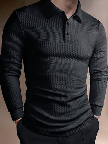 Men's Jacquard Ribbed Long Sleeve Shirt