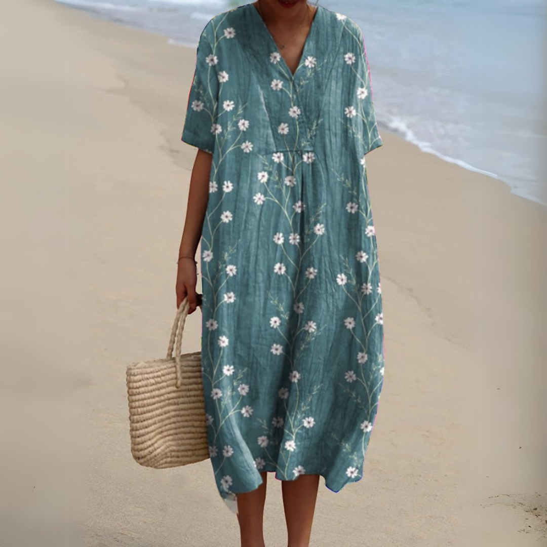 Women Multicolour Floral V-Neck Midi Dress