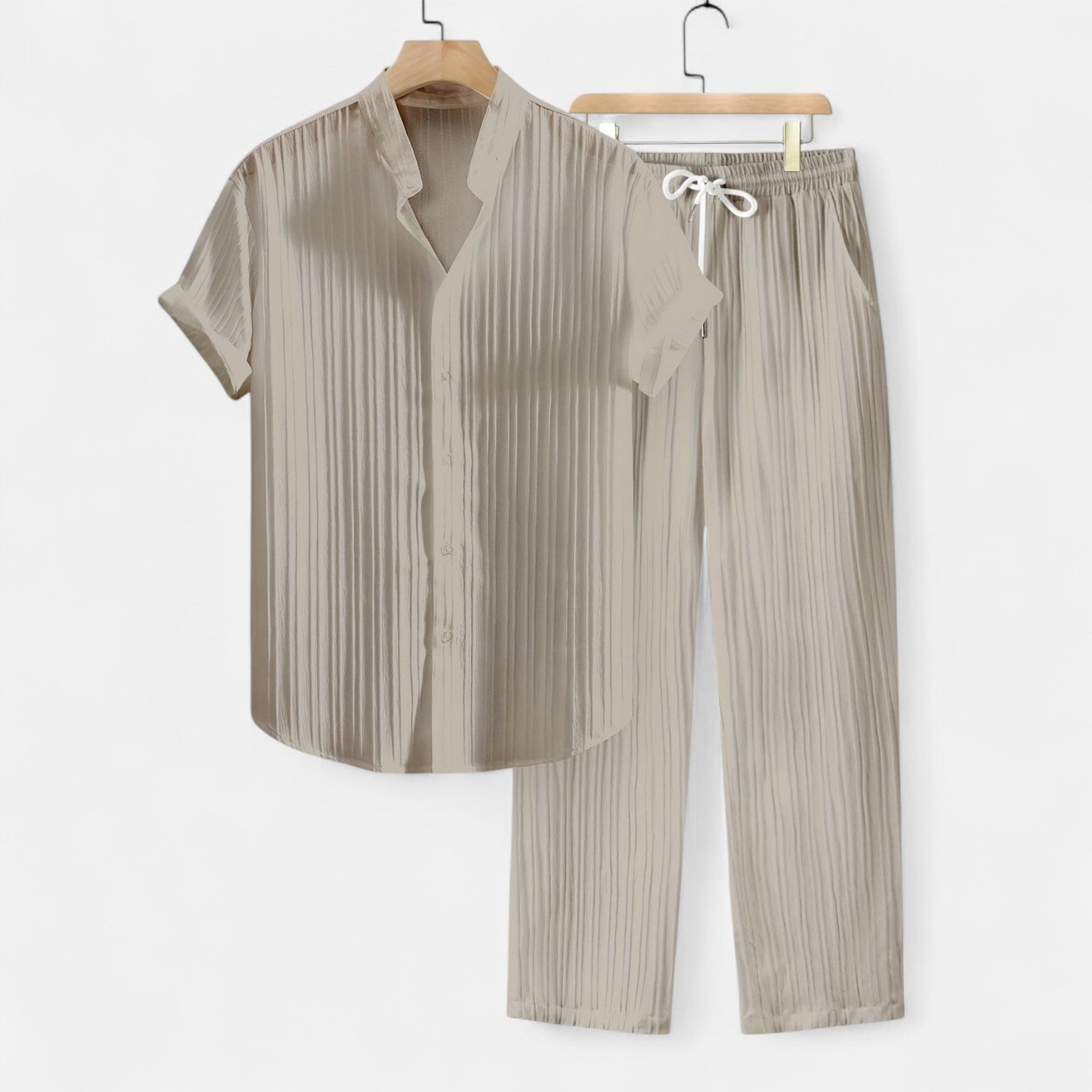 Men’s Lightweight Striped Summer Shirt and Trouser Set