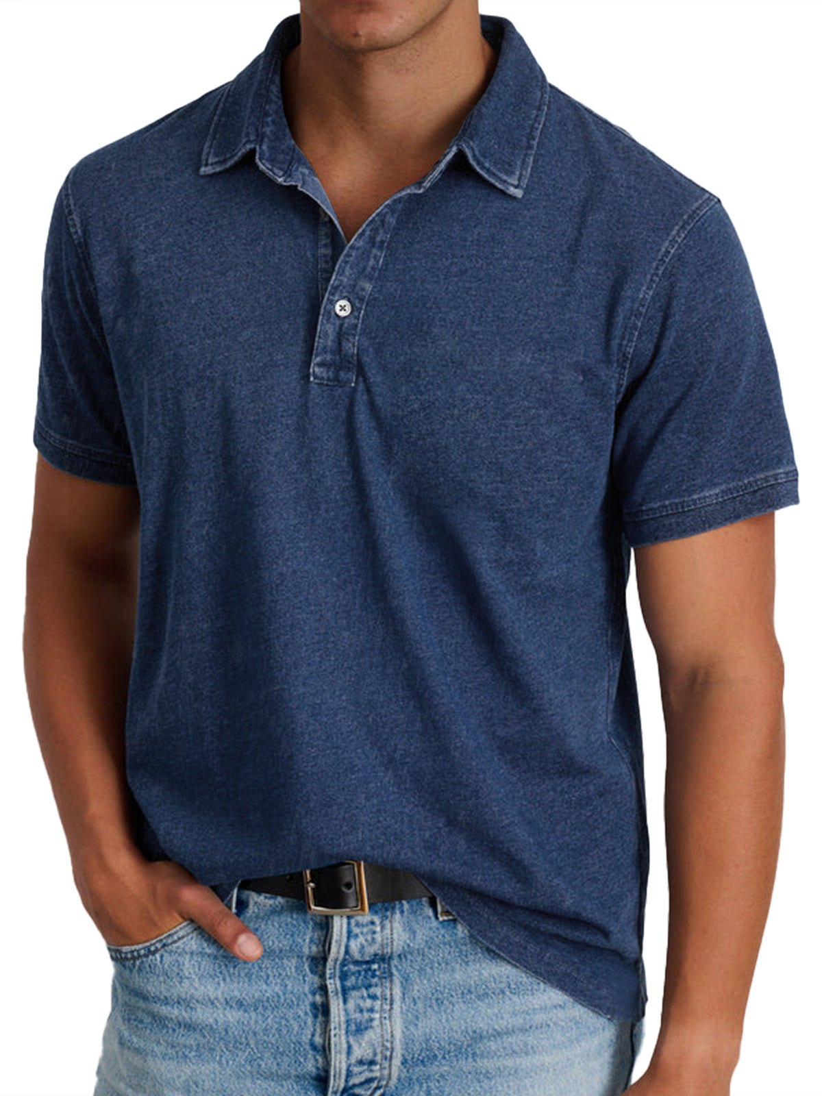Men's Blue Denim Polo Shirt