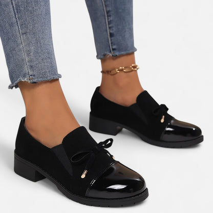 Dorevelle | Women’s Retro Bow‑knot Chunky‑Heel Loafers
