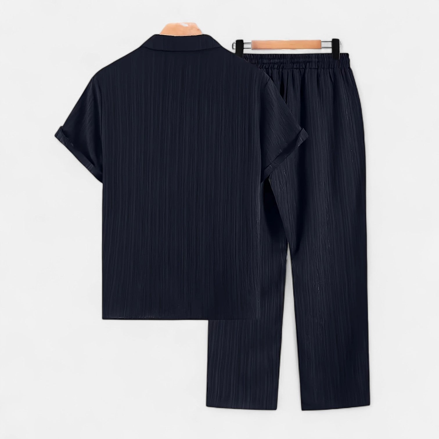 Men’s Lightweight Linen Blend Summer Shirt and Drawstring Trousers Set