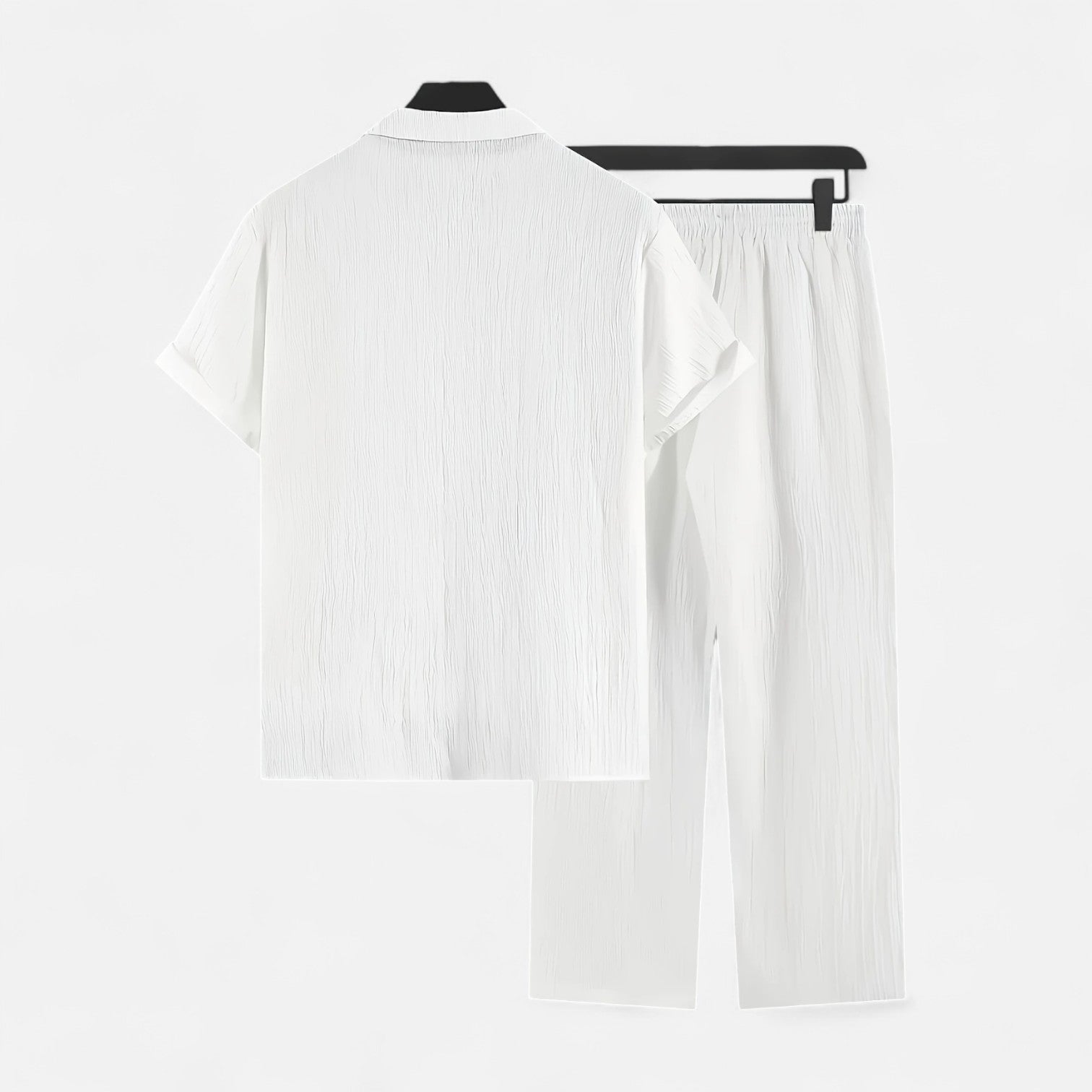 Men’s Lightweight Linen Blend Summer Shirt and Drawstring Trousers Set
