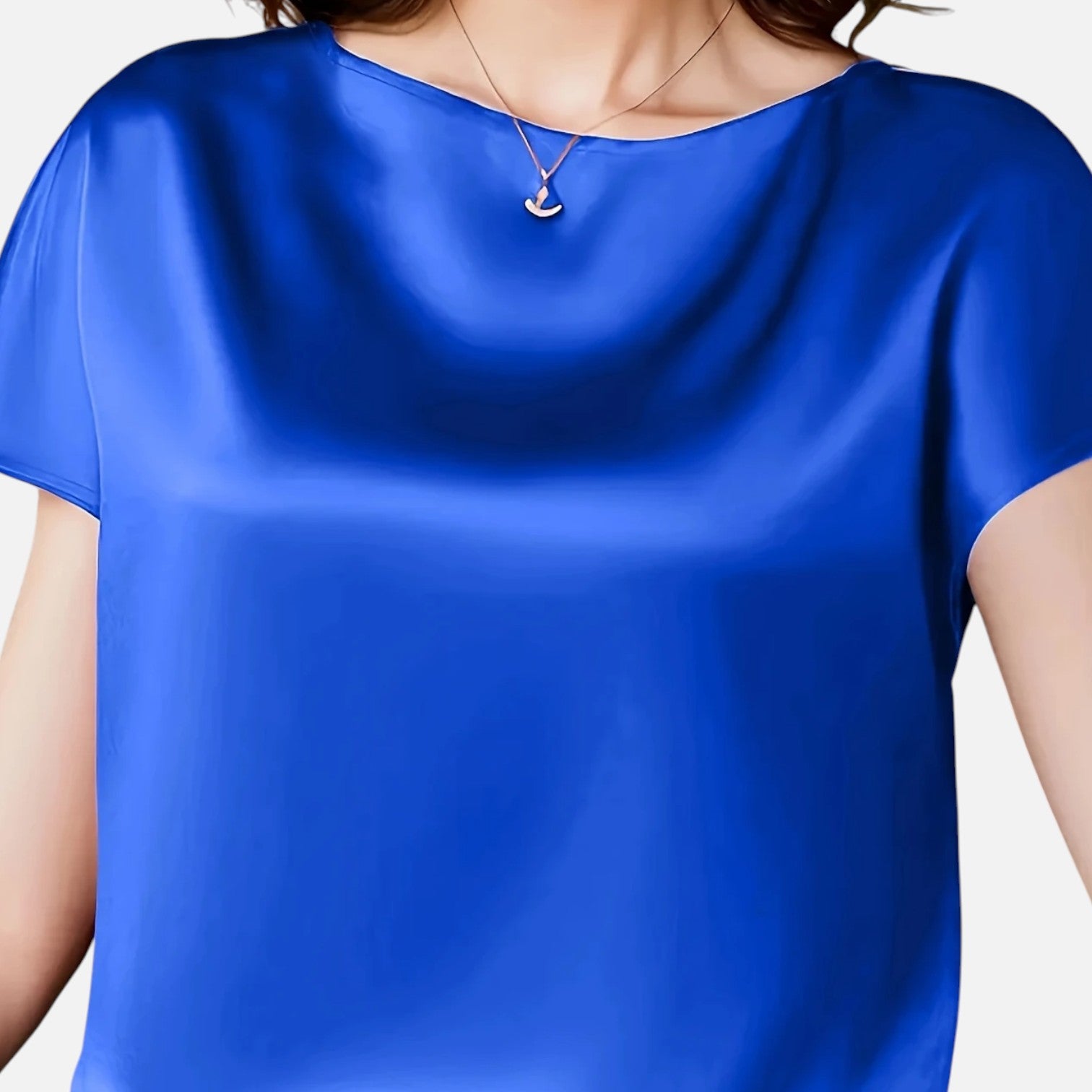 Women’s Short Sleeve Satin Blouse in Vibrant Purple