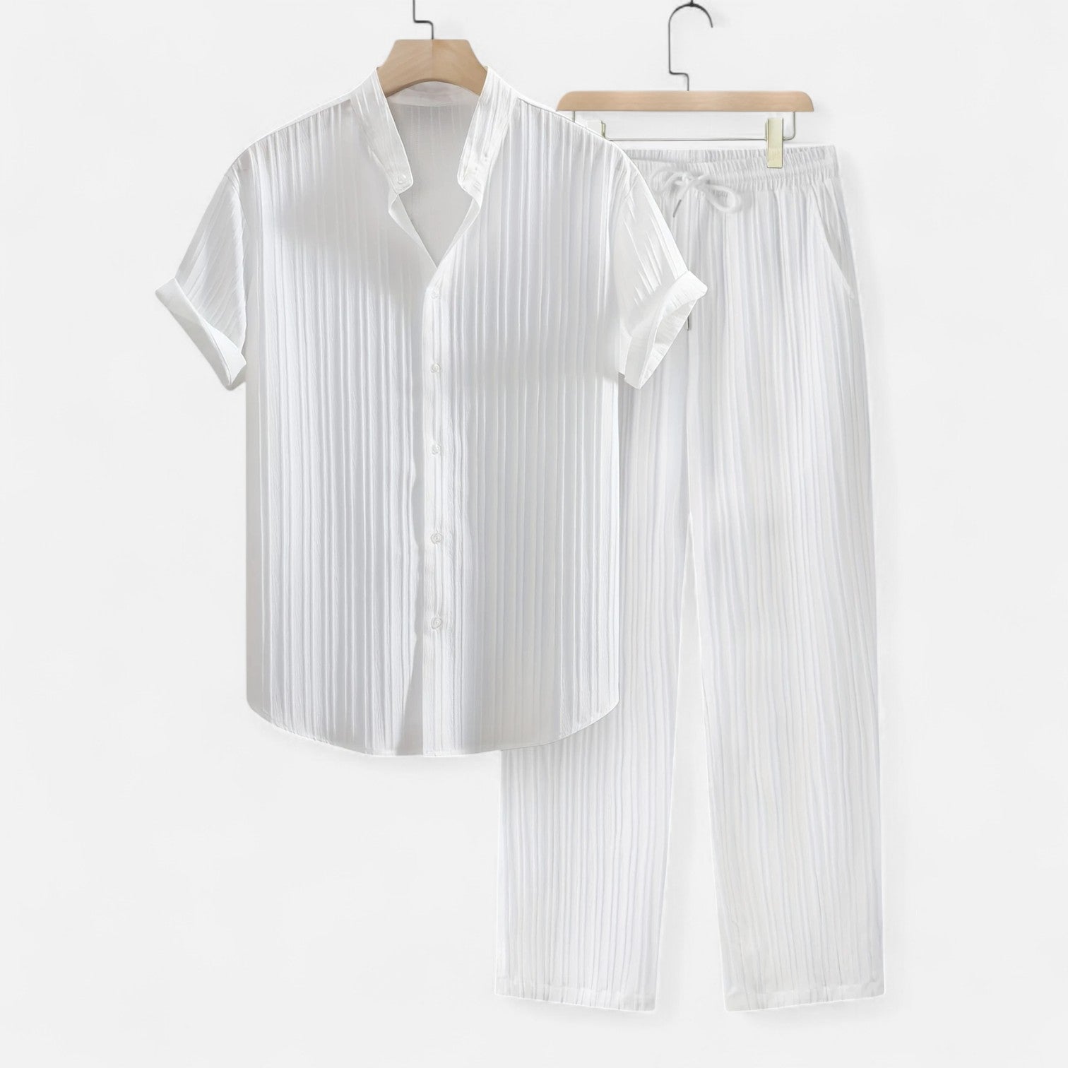 Men’s Lightweight Striped Summer Shirt and Trouser Set