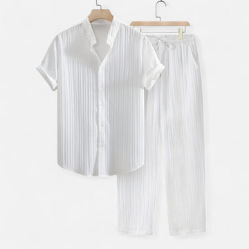 Men’s Lightweight Striped Summer Shirt and Trouser Set