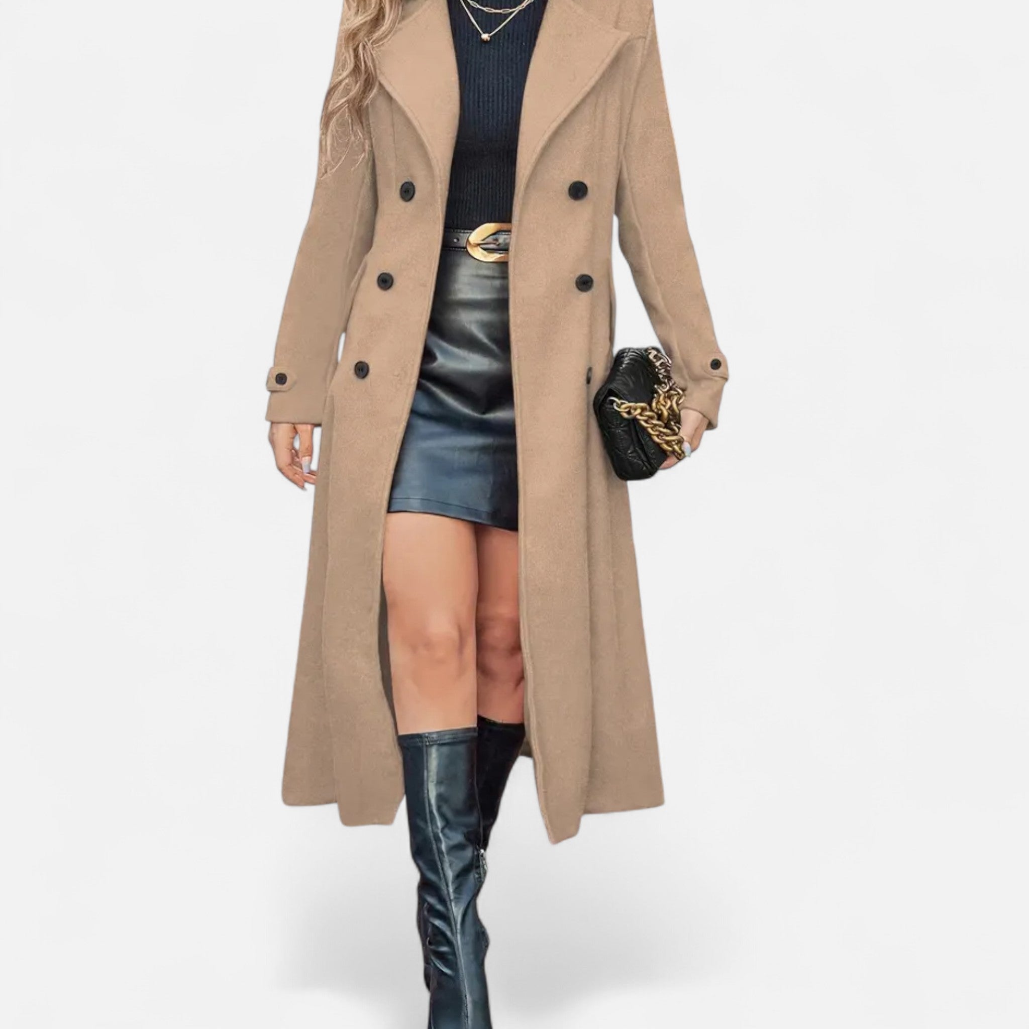 Elegant Women’s Long Sleeve Winter Coat with Tailored Silhouette