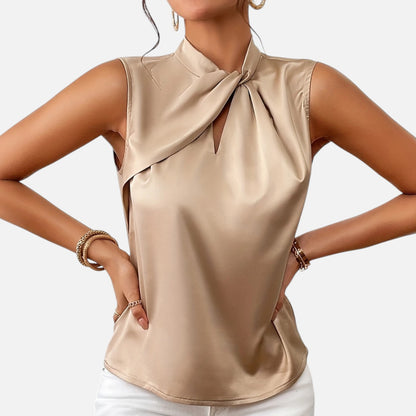 Dorevelle | Women’s Sleeveless Top – Asymmetric Satin Cut